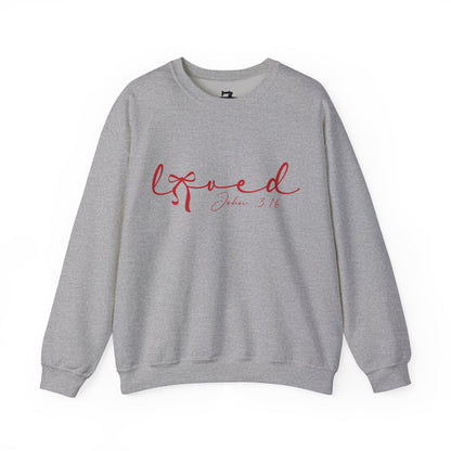 Loved Script Valentine's Sweatshirt - John 3:16 Christian Gift