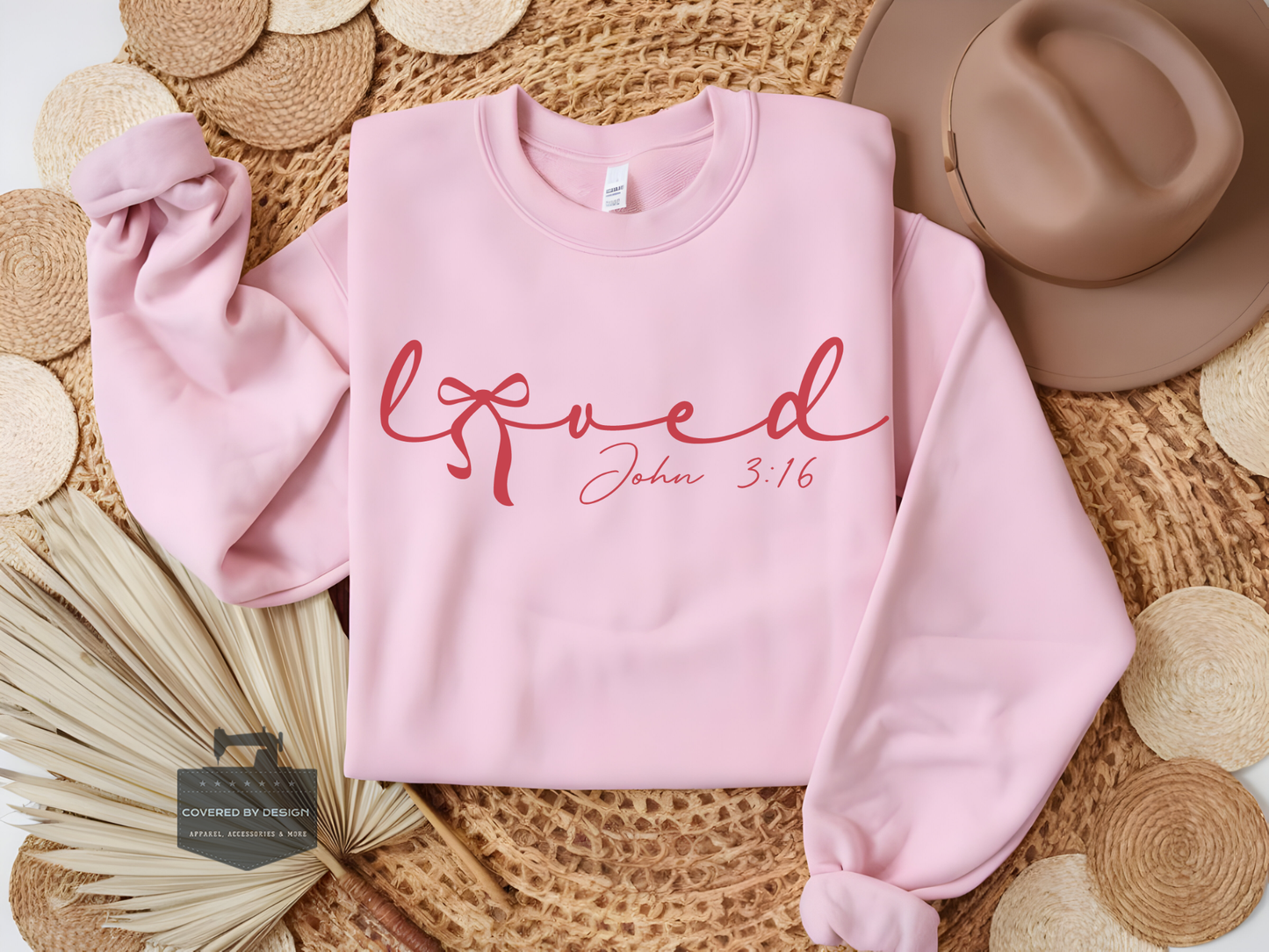 Loved Script Valentine's Sweatshirt - John 3:16 Christian Gift