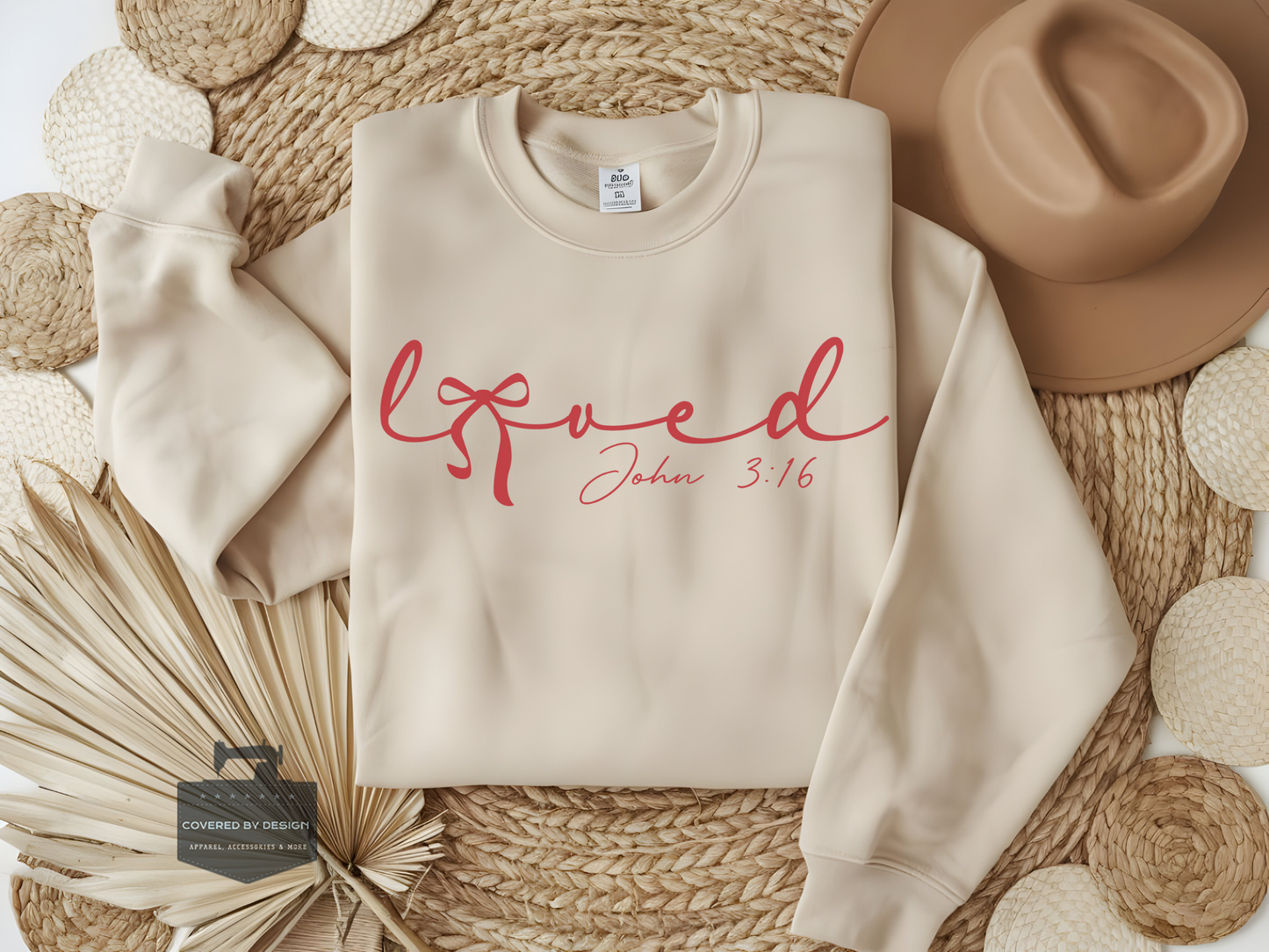 Loved Script Valentine's Sweatshirt - John 3:16 Christian Gift