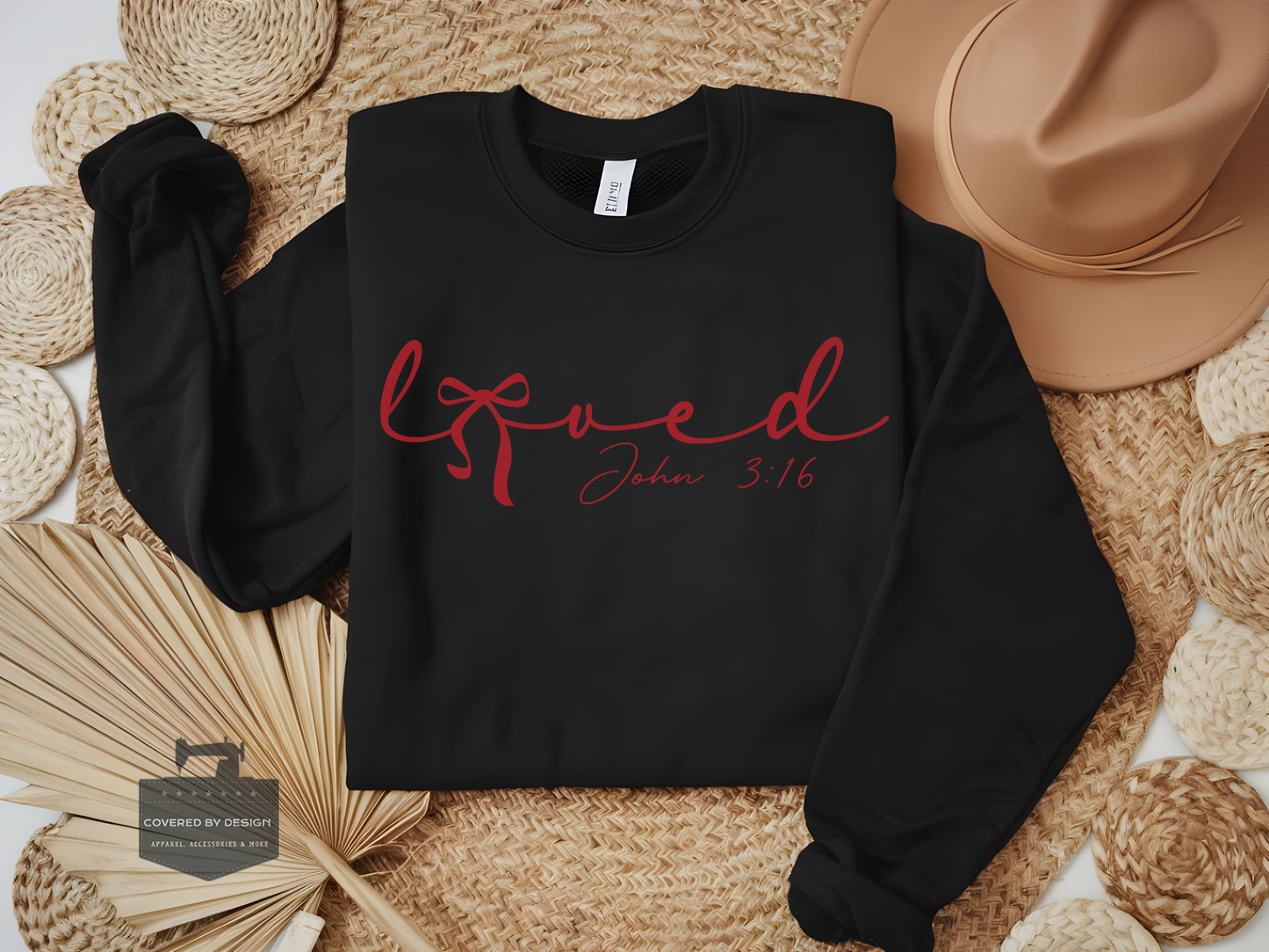 Loved Script Valentine's Sweatshirt - John 3:16 Christian Gift