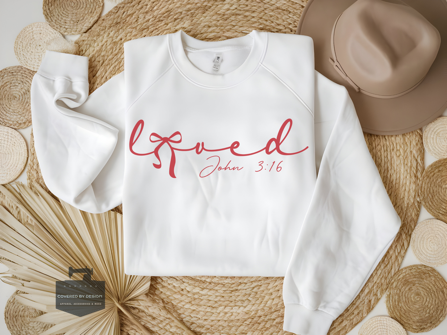 Loved Script Valentine's Sweatshirt - John 3:16 Christian Gift
