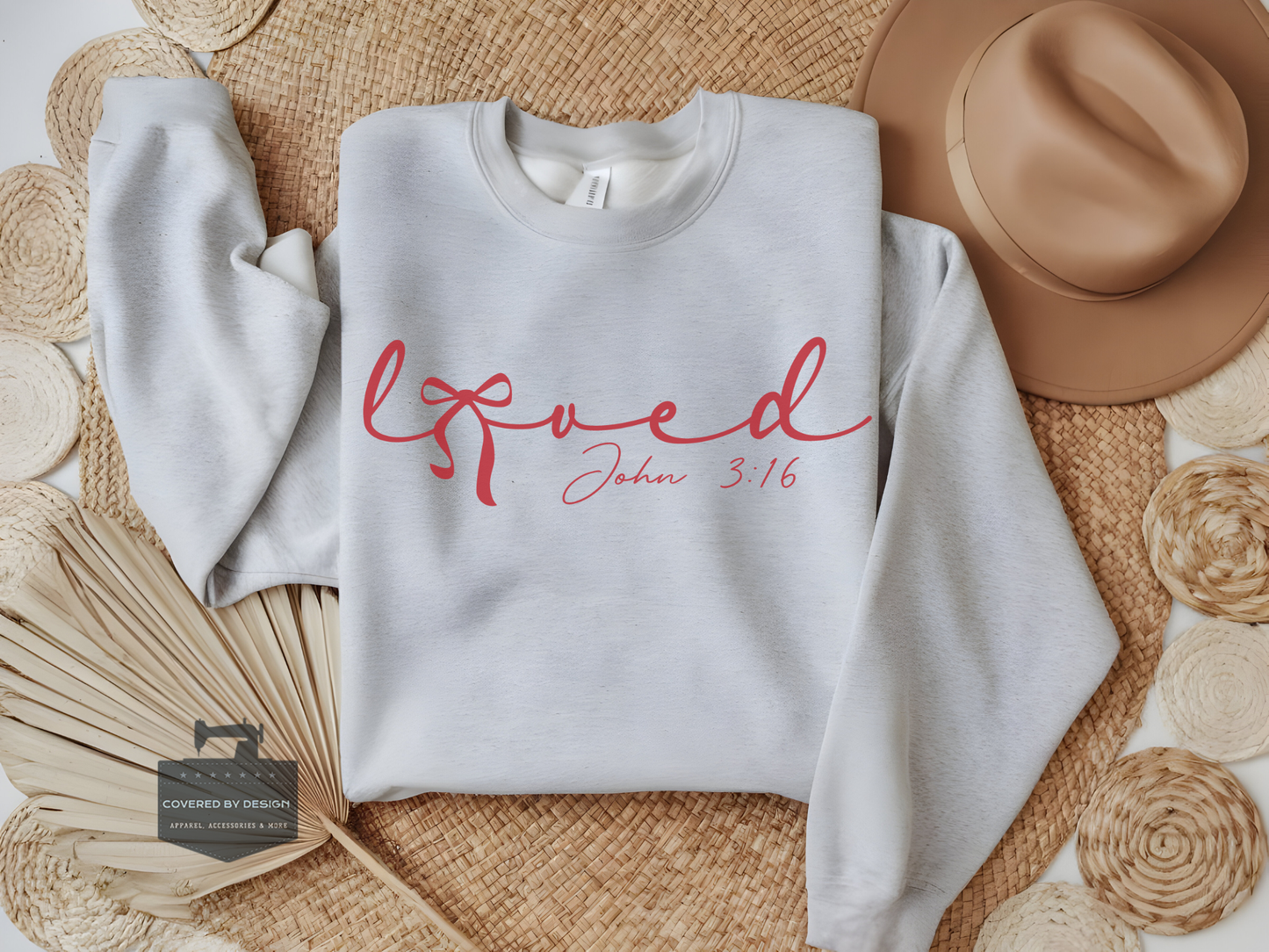 Loved Script Valentine's Sweatshirt - John 3:16 Christian Gift